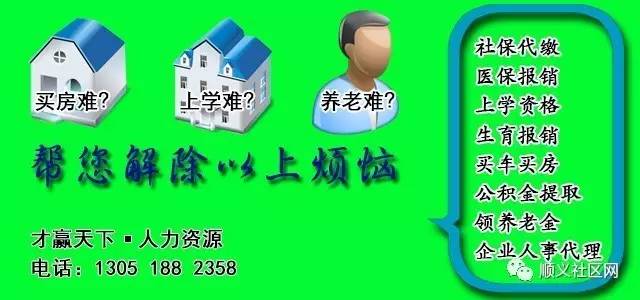 顺义社区最新招聘启事公告